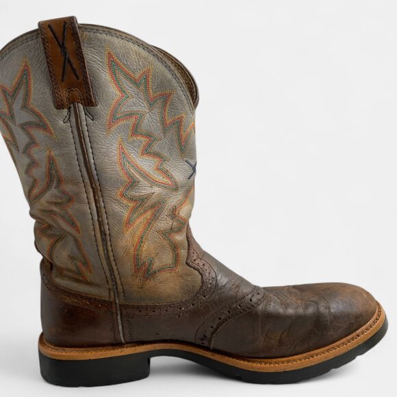 Twisted X Distressed Brown and Gray Western Boots - Picture 6 of 13